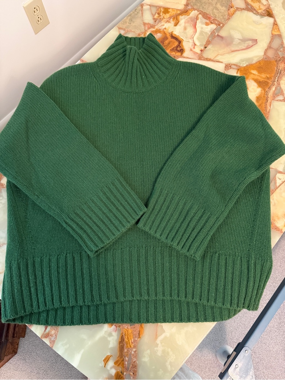 COS Deep Green Ribbed Turtleneck Sweater